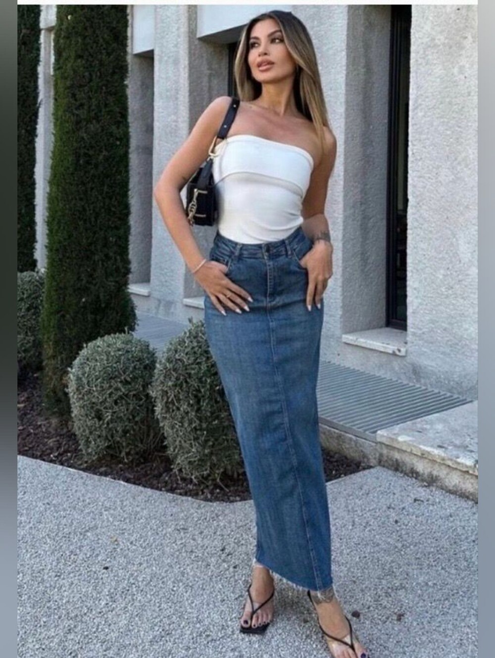 American Eagle Outfitters Dark Blue Denim Maxi Skirt, New Never Worn